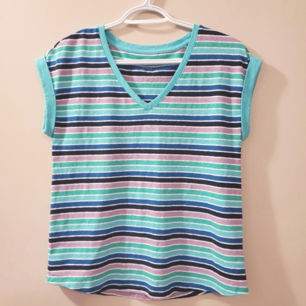 Talbots - Striped Linen Blend Top - Size S